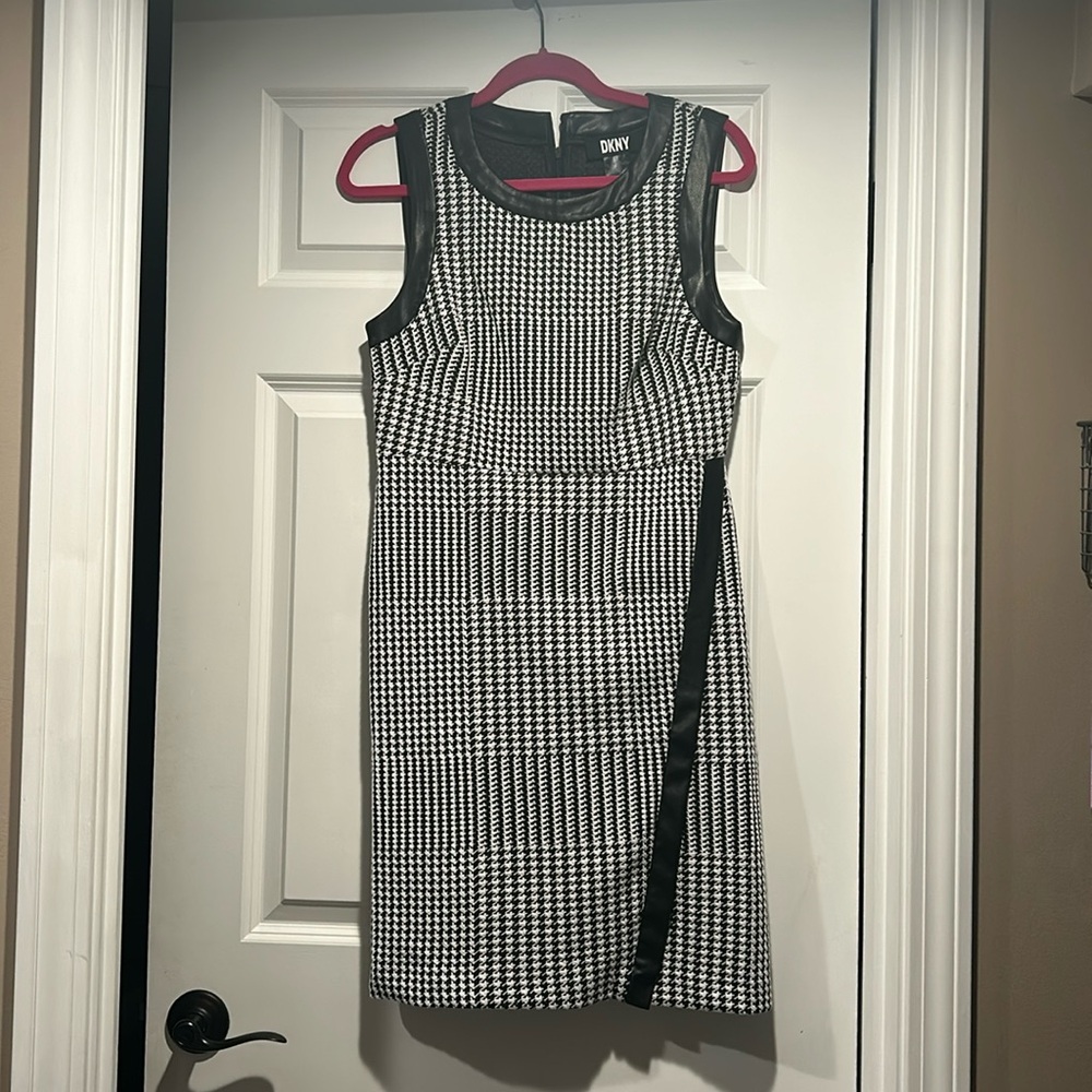 DKNY black cream dress NWT